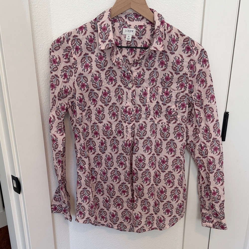 J.Crew Blush Pink Floral Button-Down Shirt